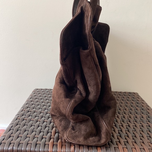 Giorgio Armani Suede Shoulder Bag Purse Chocolate Brown - Picture 9 of 9